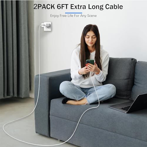 Image of USB C Fast Charger for iPhone 17 /16 /15 Charger Fast Charging,2Pack 20W Type C Wall Charge Block 6FT Long USB C to C Fast Charging Cable Cord for Apple iPhone 17 /16 Pro Max /15 Pro /15 Plus,iPad Pro,Air