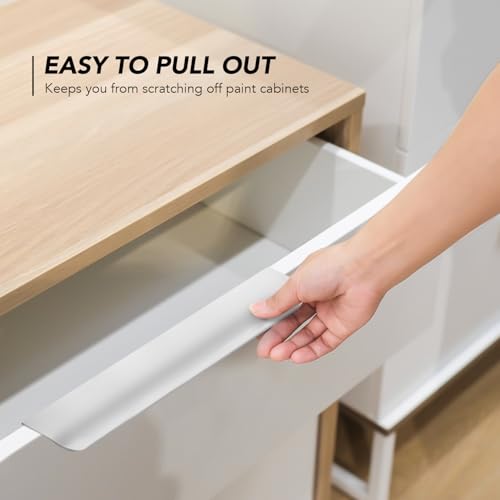Image of Brushed Nickel Cabinet Handles Finger Edge Pulls 7.8 Inch CC 8 Pack | Low-Profile Finger Grip, Cabinet Door Edge Mount, Smooth Handle Shape, 5.9 Inch (150mm), For Drawers, Cupboards, Kitchen