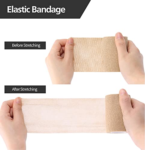Self Adhesive Bandage Wraps, 24/48/72 Pack 1/2/3 Inch 5 Yards Multicolor/Skin Color Athletic Elastic Bandage, For Sports, Wrist, Ankle Sprains, Swelling And Vet Wrap (3In, 24 Pack, Multicolor) #TOP2