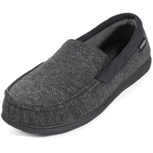 Image of ULTRAIDEAS Men's Moc-Toe Slippers Loafer House Shoes Indoor Outdoor Memory Foam with Breathable&Warm Knit Upper
