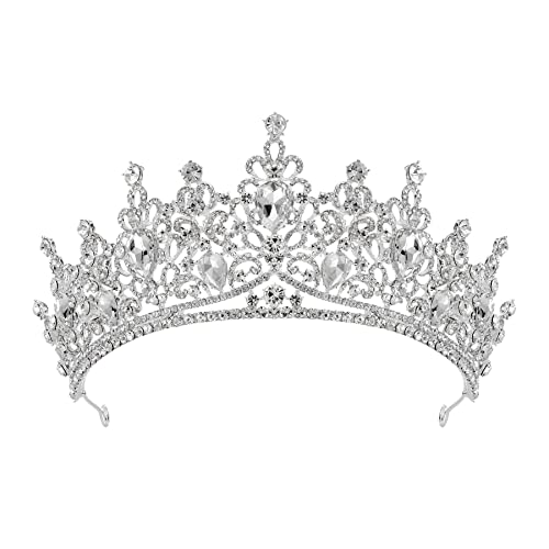 Sweetv Wedding Tiara For Bride, Silver Tiara Crown For Women, Princess Crown Dress Up Diadem, Crystal Costume Hair Accessories For Prom Quinceanera Birthday Pageant Halloween #TOP25