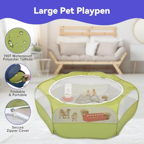 Image of Pawaboo Chick Brooder Box for Chick Starter Kit, Green + Red + Wood Color