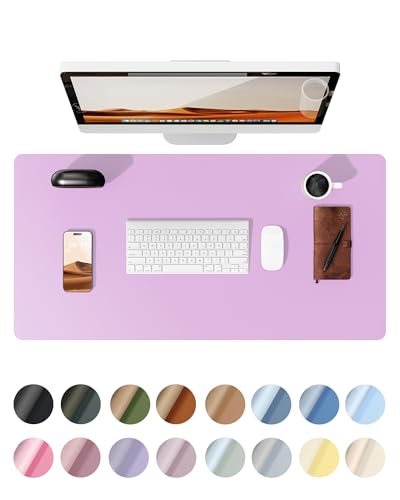 Image of YSAGi Leather Desk Protector, Office Mat, Large Mouse Mat, Non-Slip PU Leather Blotter, Laptop Desk, Waterproof Writing Pad for Office and Home (Taro Purple, 35.4 inch x 17 inch)