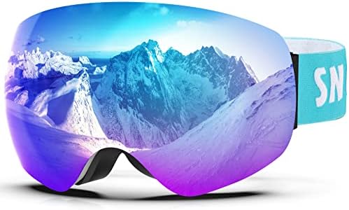 LAVOLLY Ski Goggles, 100% UV Protection Anti-Fog Ski Snow Goggles Snowboard Snowmobile Skiing Skating for Men Women Adult
