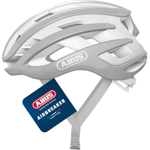 Abus Airbreaker Casco Da Ciclismo - Casco Da Bici Di Fascia Alta Per Ciclismo Professionistico - Unisex, Per Uomo E Donna Grigio (Pure Grey) M (52-58 Cm)