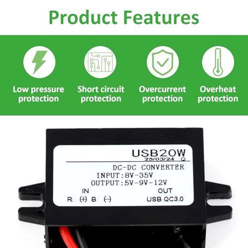 Spannungswandler 5V USB Auf 12V, Wasserdichter 12V Bis 5V 3A Konverter, DC-DC 8-32V Spannungswandler, Spannungswandler 12V 5V Strom-Adapter Netzteil, USB Abwärtsmodul Transformator für Motorrad