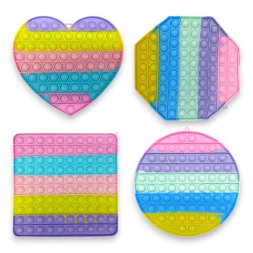 4 UNID Pop-it Fidget Toy GRANDE Bolha Empurre Autismo Anti-stress Original (COLORIDO ROSA)