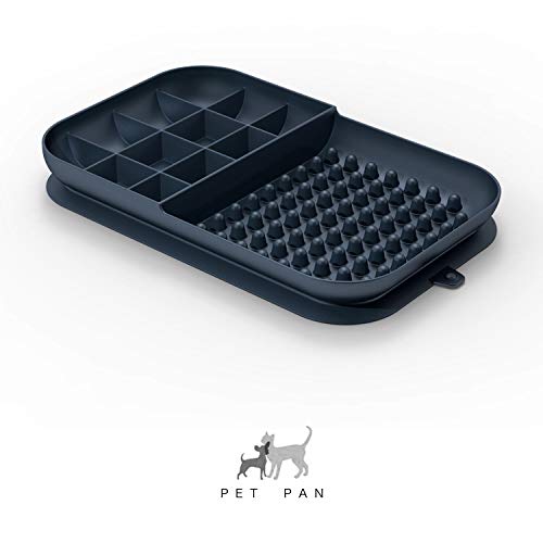 DEHUB Comedero Lento para Perros, Tazón de Comida y Agua 2 en 1 Comedero de Perros en Silicona, Bol para Perros para Perros, Gatos y Mascotas, Evitar el Ahogo y Comer Demasiado (Azul)