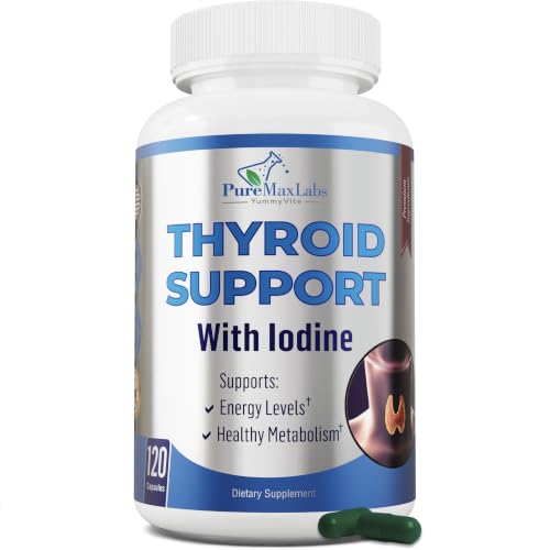 Image of Thyroid Support with Iodine - Metabolism Booster, Non-GMO (120) | Thyroid Health