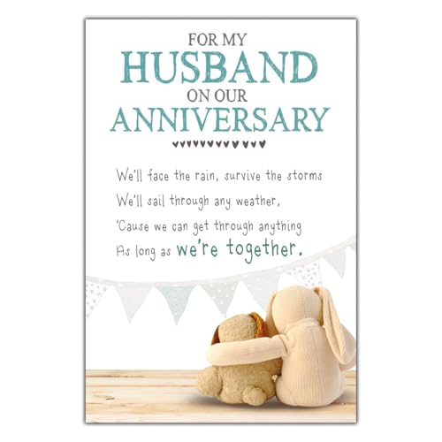 Snuggly Bumkins Husband Anniversary Card - As Long As Were Together Romantic Funny Anniversary Card Husband from Wife Multi-Coloured 16.5 x 24 cms