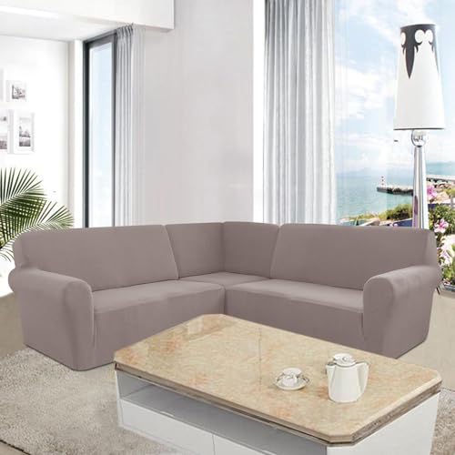 Housse de canapé d'angle douce 5 places lavable pour la maison - 8
