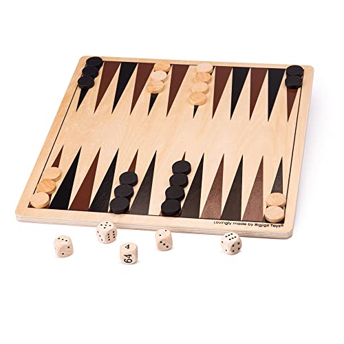 Jacquet en bois Bigjigs Toys jeu de backgammon traditionnel complet