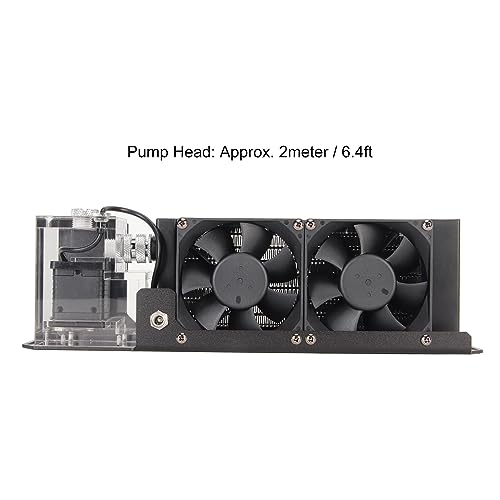 Water Cooling System, Aluminum with 2 Fans, G1/4 Threaded Interface for PC CPU Computer, 250ml Capacity, US Plug 100-240V