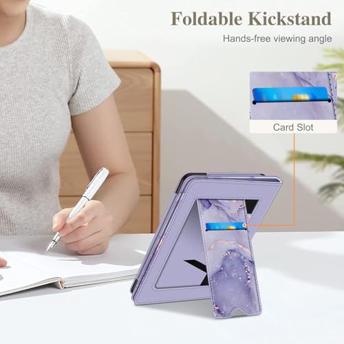 Image of Fintie Case for 7 inch /6.8 inch Kindle Paperwhite(12th /11th Generation-2024 /2021) and Kindle Colorsoft Signature Edition -Slim Foldable Stand Cover Auto Wake /Sleep for Paperwhite 2024, Lilac Marble
