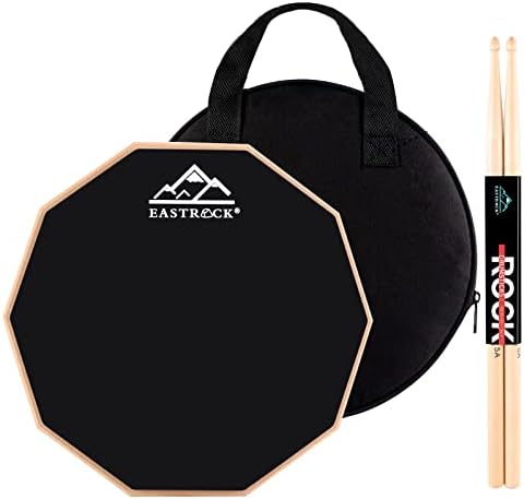 EASTROCK Practice Drum Pad, 11 Inches Double Sided Silent Drum Pad, Silicone Dumb Drum with Drumsticks and Storage Bag for Beginners, Black