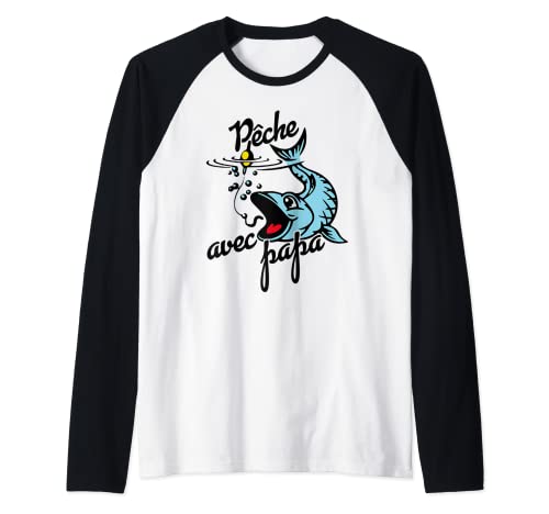 Hombre Pesca con papá | peces coloridos | Divertido pescador Camiseta Manga Raglan