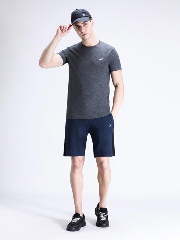 Image of CROCODILE Men Solid Sport Fit T Shirt | Round Neck | Short Sleeve | Regular Length | Basic Casual Pull On Topwear Grey Melange