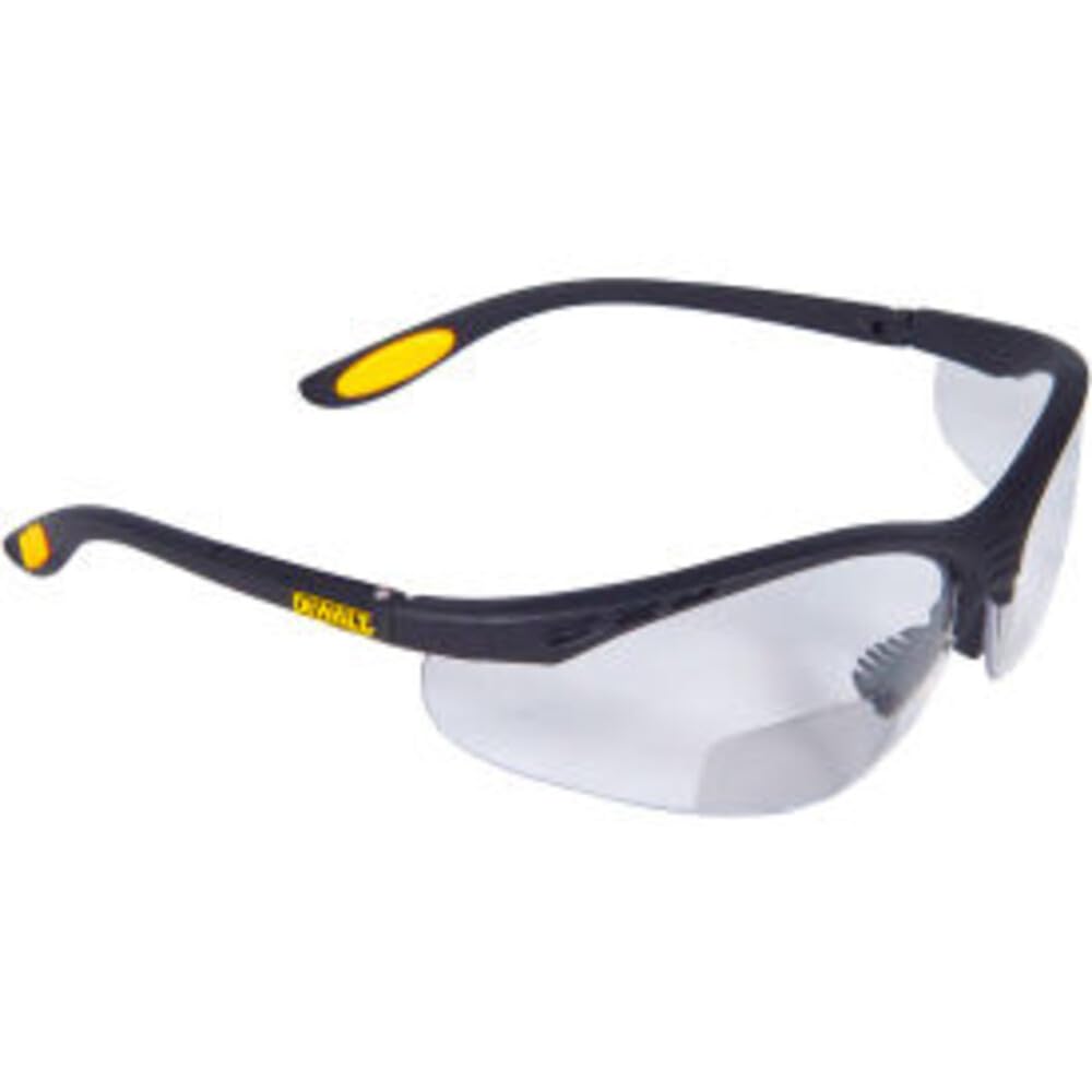 Dewalt DPG106 Spector In-Viz - Cristal de seguridad bifocal, marco negro/amarillo, lente transparente, 2.5 dioptrías, DPG106-125D