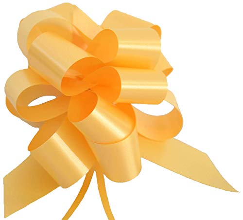 HMwish 60 Coccarde Matrimonio 30mm Autotiranti Bianco Grandi Decorativi Fiocco Coccarda Auto Nozze Battesimo Comunione Giallo/Oro