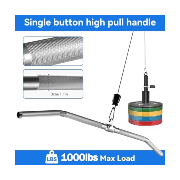 Lat Pulldown Bar - Aluminum Straight Bar Cable Machine Attachment 4 Lat Pulldown Bar - Aluminum Straight Bar Cable Machine Attachment - Image 4