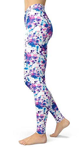 Image of sissycos Women's 80s Leggings Neon Artistic Splash Printed Buttery Soft Stretchy Pants
