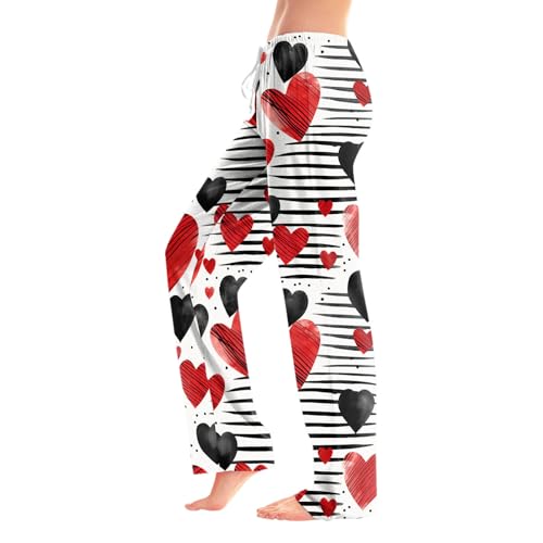 Pantalones casuales con estampado de moda San Valentín elásticos rectos