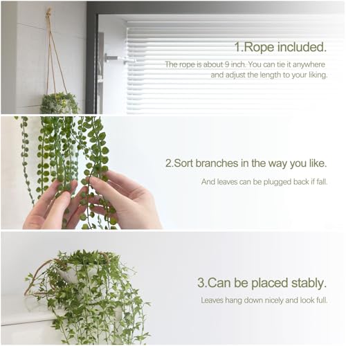PENGYEE 3 Packs 37" Fake Hanging Plants with White Pots for Wall Decor — view 5
