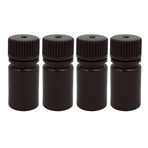 Aexit 4pcs 25mm gauge Dia 55mm Height 15ml HDPE Plastic Rectangle Small Mouth Bottle Brown