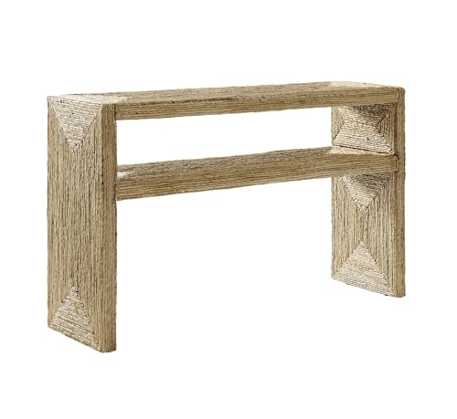 Crosley Furniture Marella Handwoven Banana Leaf Console Table Rattan Sofa Tables Banana Leaf
