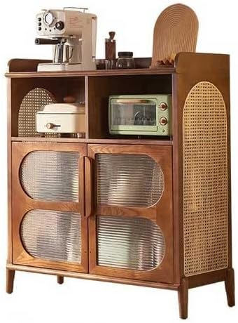 Sideboard Cabinet Wooden Tea Cabinet Restaurant Dining Side Cabinet Rattan Storage Cabinet Home Living Room Wall Storage Side Cabinet Sideboard Cabinet with Drawers
