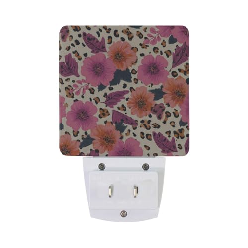 Lámpara nocturna con sensor de luz flores rosa y naranja miniatura 6