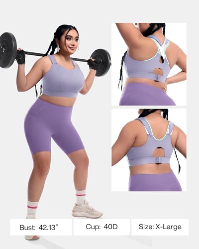 Image of Adjustable High Impact Sports Bras Molded Cup Plus Size Bra for Large Bust Women Running Workout Gym Fitness
