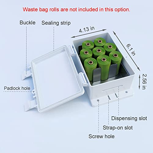 Image of Dog Poop Bag Dispenser Wall Mounted Waterproof Outdoor Pet Waste Bags Dispenser Station Stake, Pole, Fence Mounted fits Home, Porch, Back Yard (white,only dispenser)