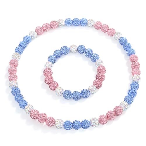 QINJIEJIE 18in Baseball Necklace for Men Bead Necklace and Bracelet Set Pink Bling Diamond Rhinestone Necklace Baseball Drip Accessories Cool Jewelry Gifts for Player Lover