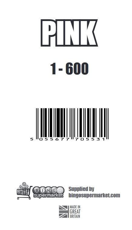 Bingosupermarket Bingo Tickets 600 Pad 6 To a Sheet 1-90 Perforated (Pink), Medium - Image 2
