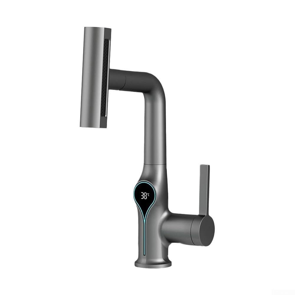 Robinet cascade gris pour simplifier la routine matinale en famille grâce à sa douchette