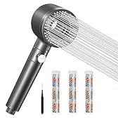 Blendura Soffione Doccia Anticalcare, Doccino per Doccia 5 Modalità di Spruzzo, Doccetta per Doccia Universale (G1/2) 3 Filtro, Grigio