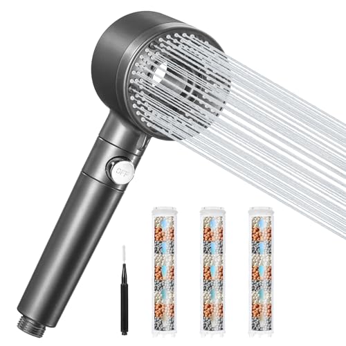 Blendura Shower Head with 3 Filter, High Pressure Shower Heads with 5 Modes for Home Bathroom Accessory, Gray