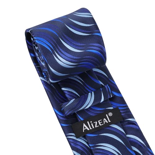 Image of Alizeal Mens 3.15'' Gradient Novelty Pattern Tie Set with Pocket Square Casual Color Tie Set