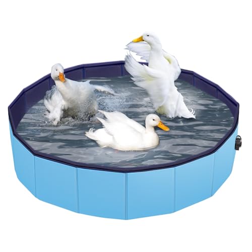 Juome Foldable Duck Swimming Pool Portable Pond Pool for Ducks Foldable Hard Plastic Swimming Pool for Pets Dogs and Cats for Indoor and Outdoor Use