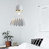 Modern minimalistisch Design Pendelleuchte LED Licht Federbälle Hängelampe Loft Hängeleuchte Eisen Schirm hängend fur Bar Cafe Esstisch Lampe Edison Leuchte Ø20CM, Weiß