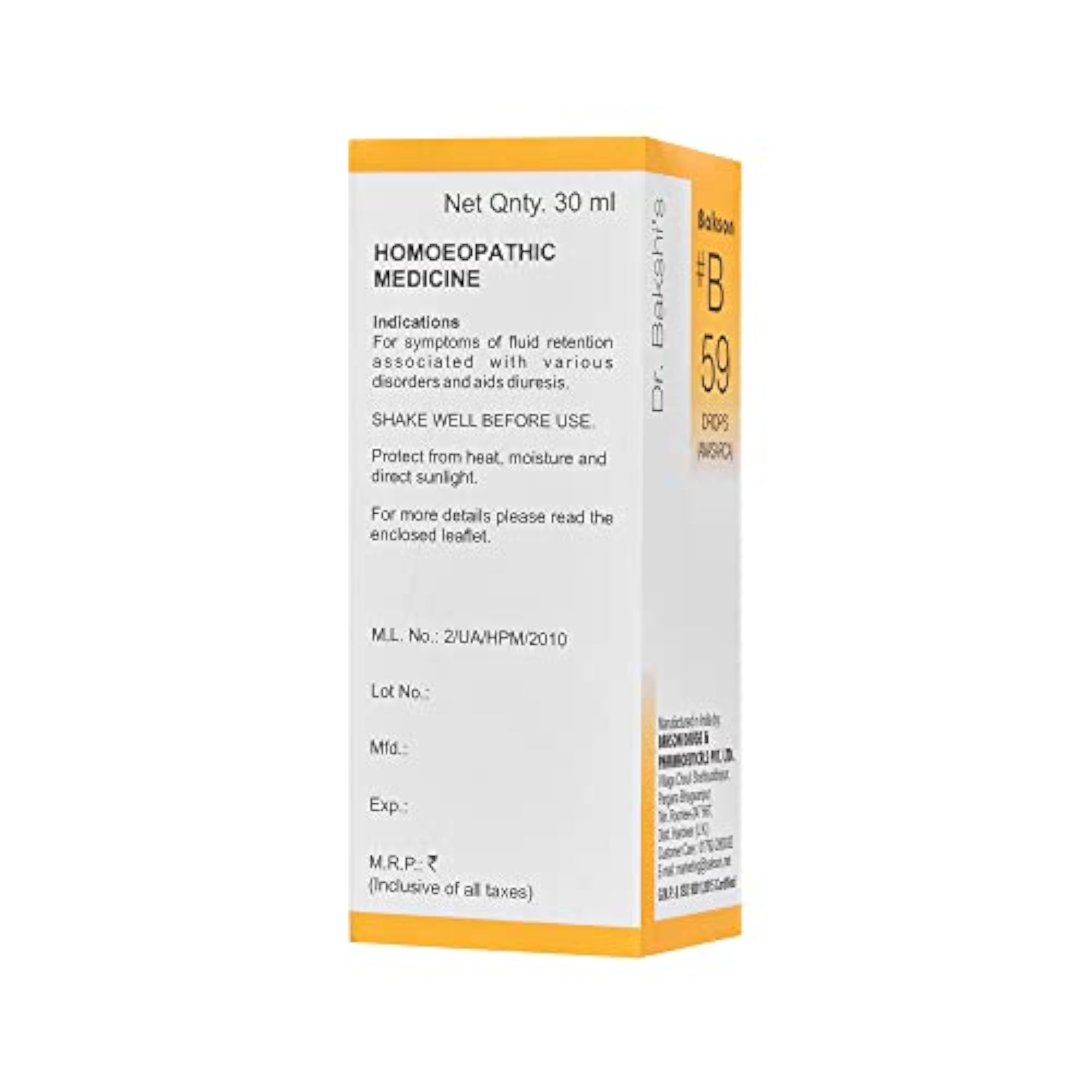 Dr. Bakshi's BAKSON'S HOMOEOPATHY B 59 Anasarca Drops (30 ml)