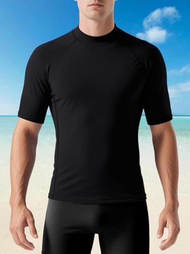 Customized Short Sleeve Swim Shirts for Men UPF 50+, Design Your Own Swim Shirts Compression Shirt Rash Guard2