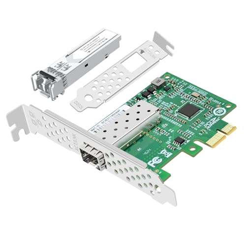 Tarjeta de red de fibra óptica Single SFP con módulo óptico multimodo, chip Intel I210, puerto óptico Gigabit 1, compatible con Windows Server, Linux y VMware miniatura 1