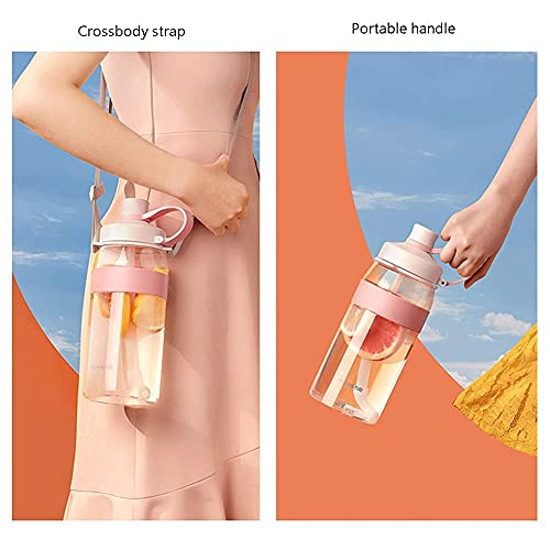 Waterfles Waterfles Sport Waterfles Blokkering Flip Top Deksel Waterfles met stro Voor Camping Trainingen Outdoor Activity Fles (kleur: wit) - Image 7