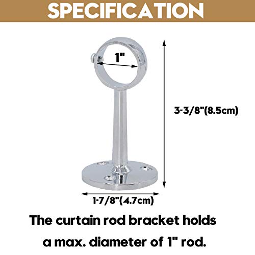 Addgrace Ceiling Mount Curtain Rod Bracket Set Of 8 Curtain Rod Holders For 1 Inch Rod (Chrome) #TOP1