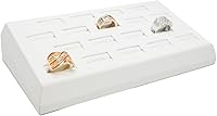 Novel Box 18-Slot White Leatherette Ring Earring Cufflink Display Tray - Compact 8.25x4.5x1.75" Jewelry Organizer for Retail & Home