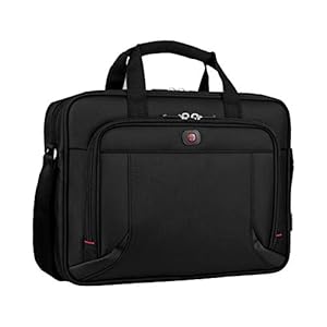 Wenger Prospectus laptop case with shoulder strap, notebook up to 16 inches, tablet pocket up to 10 inches, briefcase, organizer, 15 L, for men and women, office, business travel or uni, black, 600649