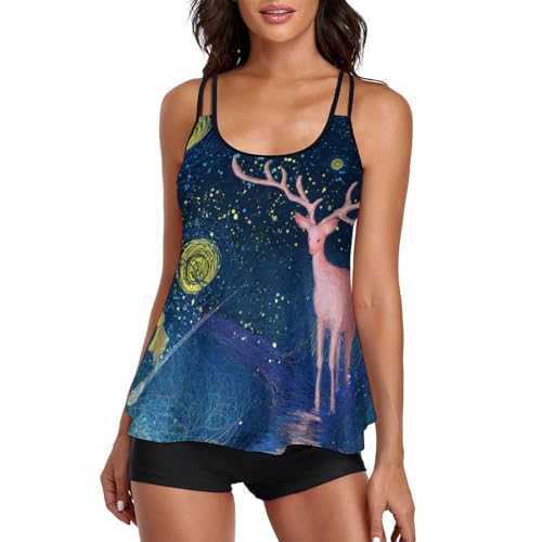 Maillot de bain tankini cerf fantastique pour journées plage confortables avec shorty robe