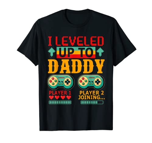 Annuncio di gravidanza di I Leveled Up To Daddy Funny Gamer Maglietta
